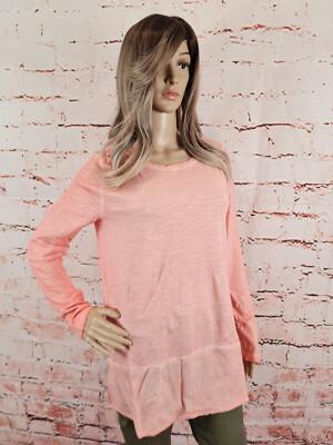 Laura Scott Damen Langarmshirt T-Shirt langarm Shirt Apricot Größe 36/38-40/42
