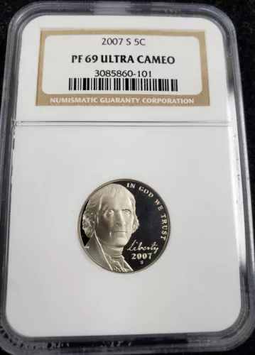2007 S 5c Jefferson Proof Nickel-NGC PF69 Ultra Cameo 