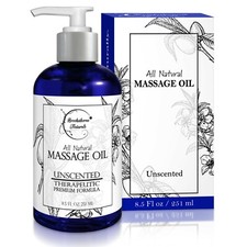 Unscented Massage Oil   All Natural, Body Massage Oil with Sweet Almond Oil 8oz