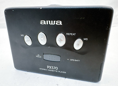 AIWA PX570 Stereo Cassette Player 1996 Black Made in Japan Vintage