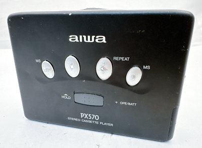 AIWA PX570 Stereo Cassette Player 1996 Black Made in Japan Vintage