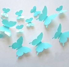 12pcs Blue 3D Butterfly Wall Sticker Party, Home Decor Butterfly Sticker St-230