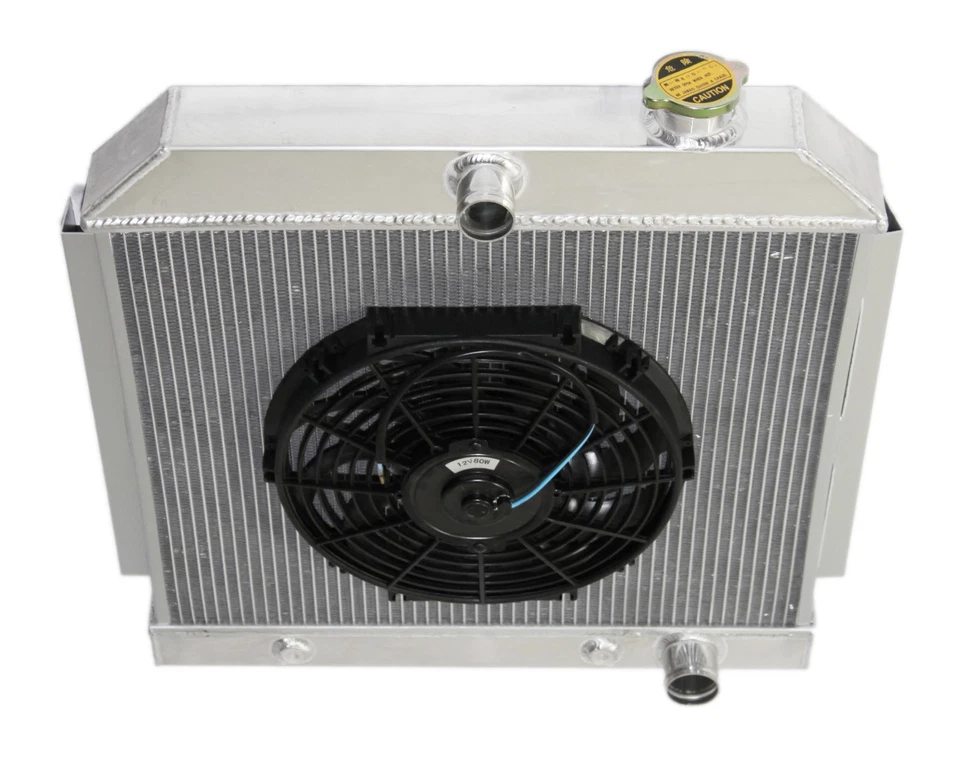 Radiador de rendimiento de 3 núcleos + ventilador de 12" para Chevy Bel Air/Nomad/150/250 MT V8 55-57 Foto 4 de 4