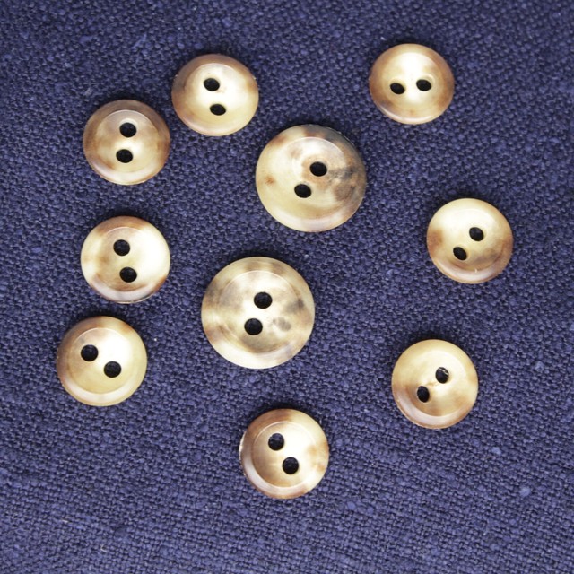 Set of 10 Genuine Horn Carved Buttons Blazer Sport Coat 2 Hole Brown