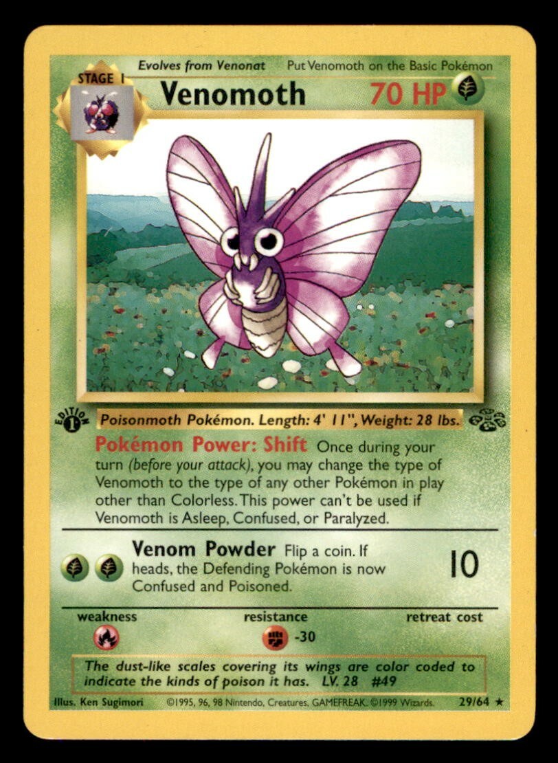 1999 Pokemon Jungle 1st Edition #29 Venomoth NM