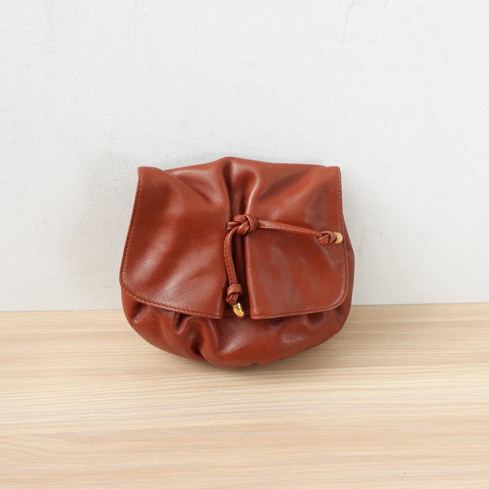 Vintage Saddle Crossbody Bag Brown Genuine Leather Drawstring Mini LEPANTO SPAIN - Image 2 of 4