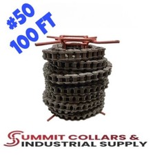 50 RIVETED ROLLER CHAIN 100FT NEW FROM FACTORY W/10 FREE CONNECTING LINKS