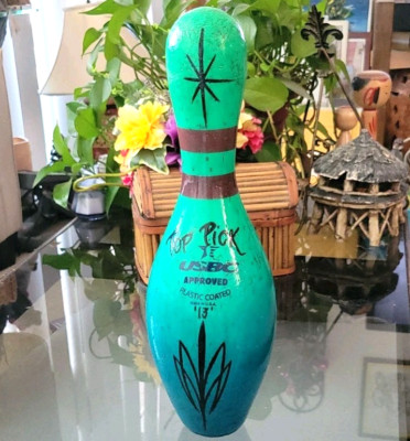 Top Pick Wood Bowling Pin AMF Qubica USBC 15'' Rare Graduated Color Vintage