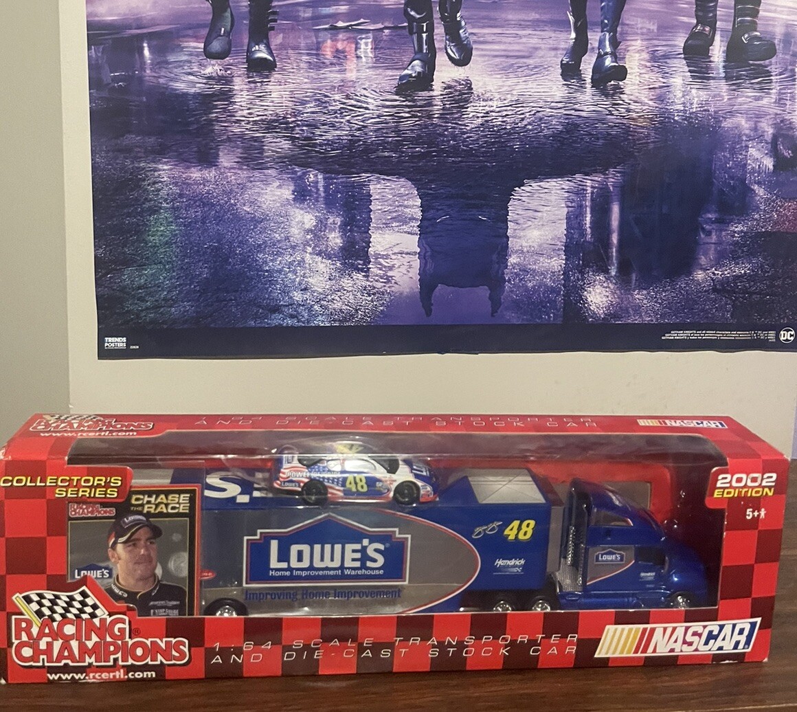 2002 NASCAR JImmie Johnson Lowe’s #48 Semi Trailer Rig And Die Cast Race Car