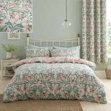Catherine Lansfield Clarence Floral Duvet Cover Set Reversible Bedding Green