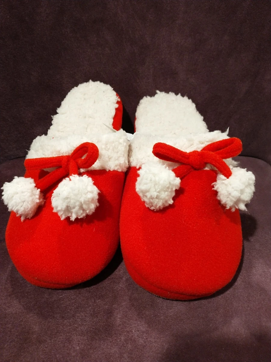 Old Navy Slippers size 3 4 Sherpa Lined Red Christmas Kids