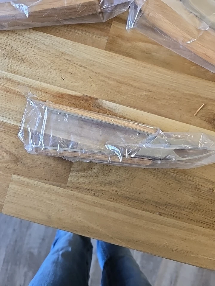 Beautiful Red Oak Serving Tray Set With Matching Tongs - Image 4 of 4