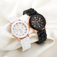2 Armbanduhr Set Paar Schwarz Weiß Geschenk Uhr Geschenkidee