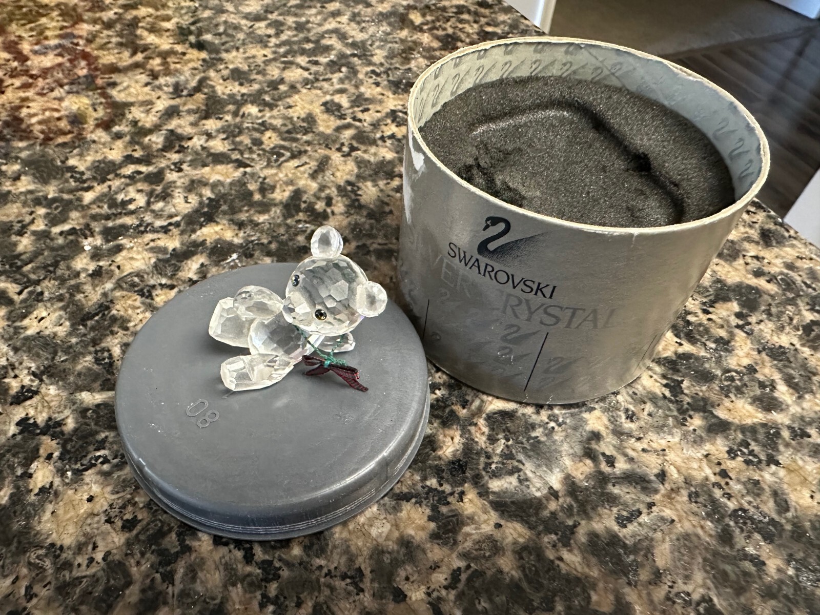 Swarovski Kris Bear Laying/Leaning on Side/Arm Has Box