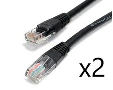 2 Pack Lot - 50ft CAT5e Ethernet Network LAN Router Patch Cable Cord Wire Black