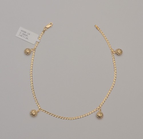 Pendant sun yellow gold anklets for women 14k - Picture 3 of 5