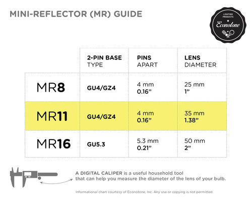 S3150 20MR11 NSP Narrow Spot 9° NO LENS COVER 20W 12V MR11 2-Pin Bi-Pin GZ4 GU4 - Picture 4 of 4