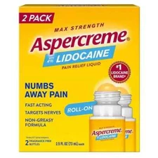 Aspercreme with 4% Lidocaine Liquid No-Mess Roll-On, 2-pack Max Strength