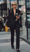 ZARA GIACCA BLAZER DONNA NUOVA ADERENTE SARTORIALE nera e pantaloni abbinati taglia S