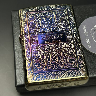 Zippo Lighter Arabesque 5 Sided Aurora Gold Inside Unit Limited Regular Japan