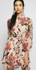 BNWT Oasis Blossom Floral Pleated Frill Skater Dress 14 Tie belt £68