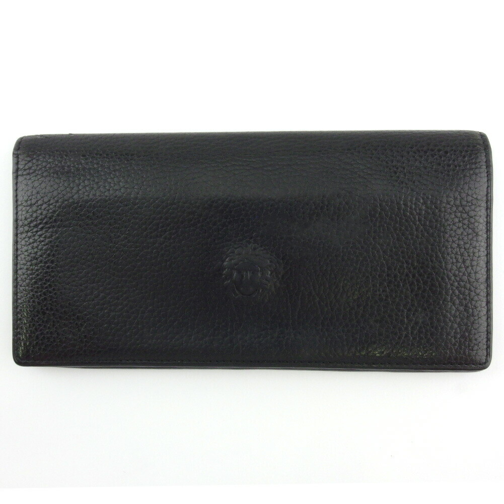 長財布 VERSACE [Versace] SS25 Wallet 1018746_1A131711B00V VERSACE Long Wallet Grain Leather Round Zip Baroco Letter V