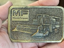 Vintage Massey Ferguson Farming Equipment Brass Tone Belt Buckle Rare