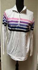 T By Talbots Womens Multicolor Striped 1/2 Zip Pullover Sweatshirt Size XS