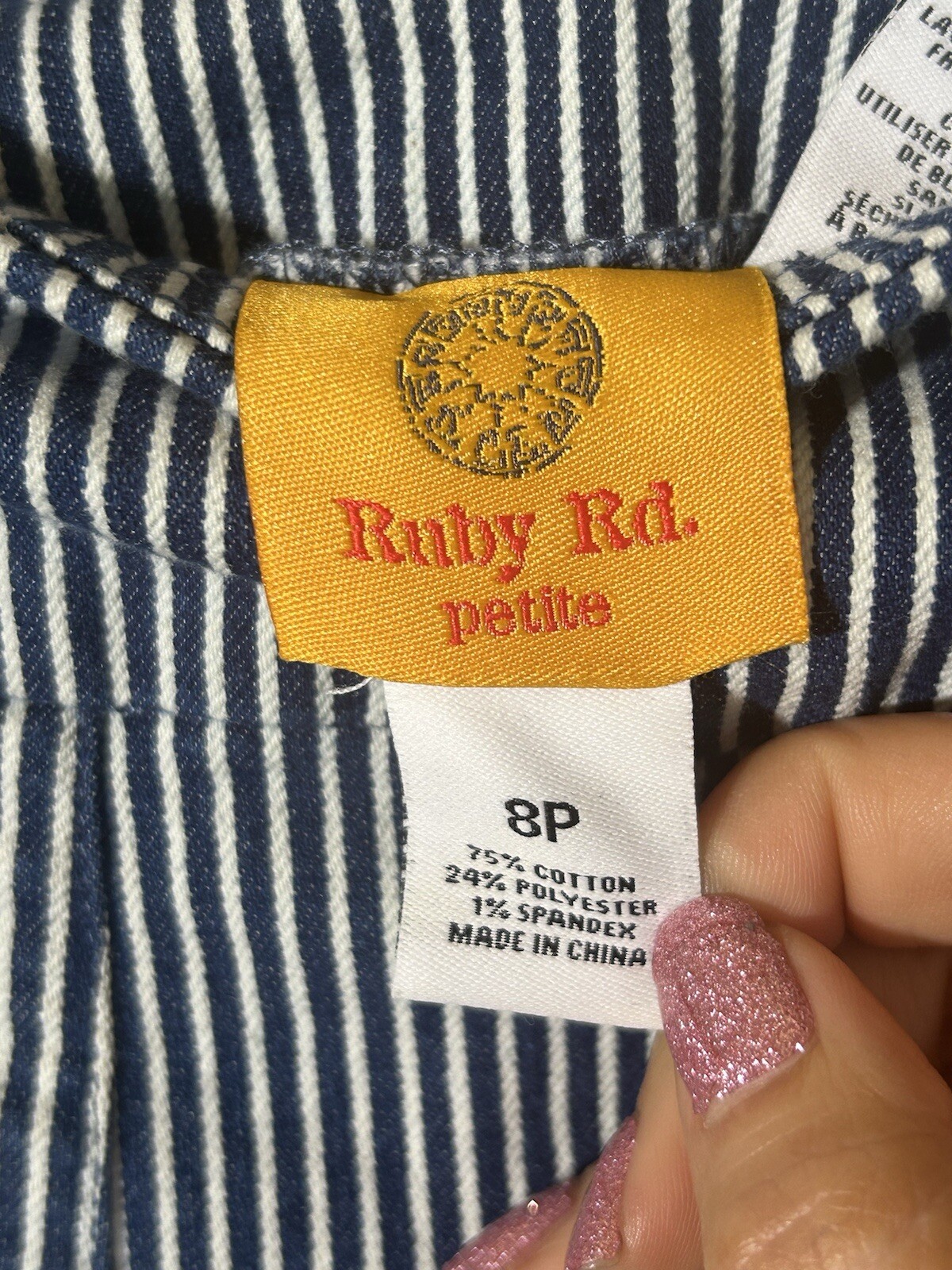 Ruby Road Petite Engineer Blue White Striped Pull… - image 6