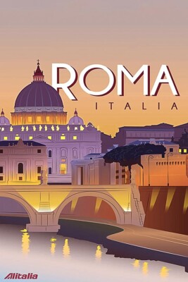 Poster Manifesto Locandina Pubblicitaria Città Roma Stampa Vintage