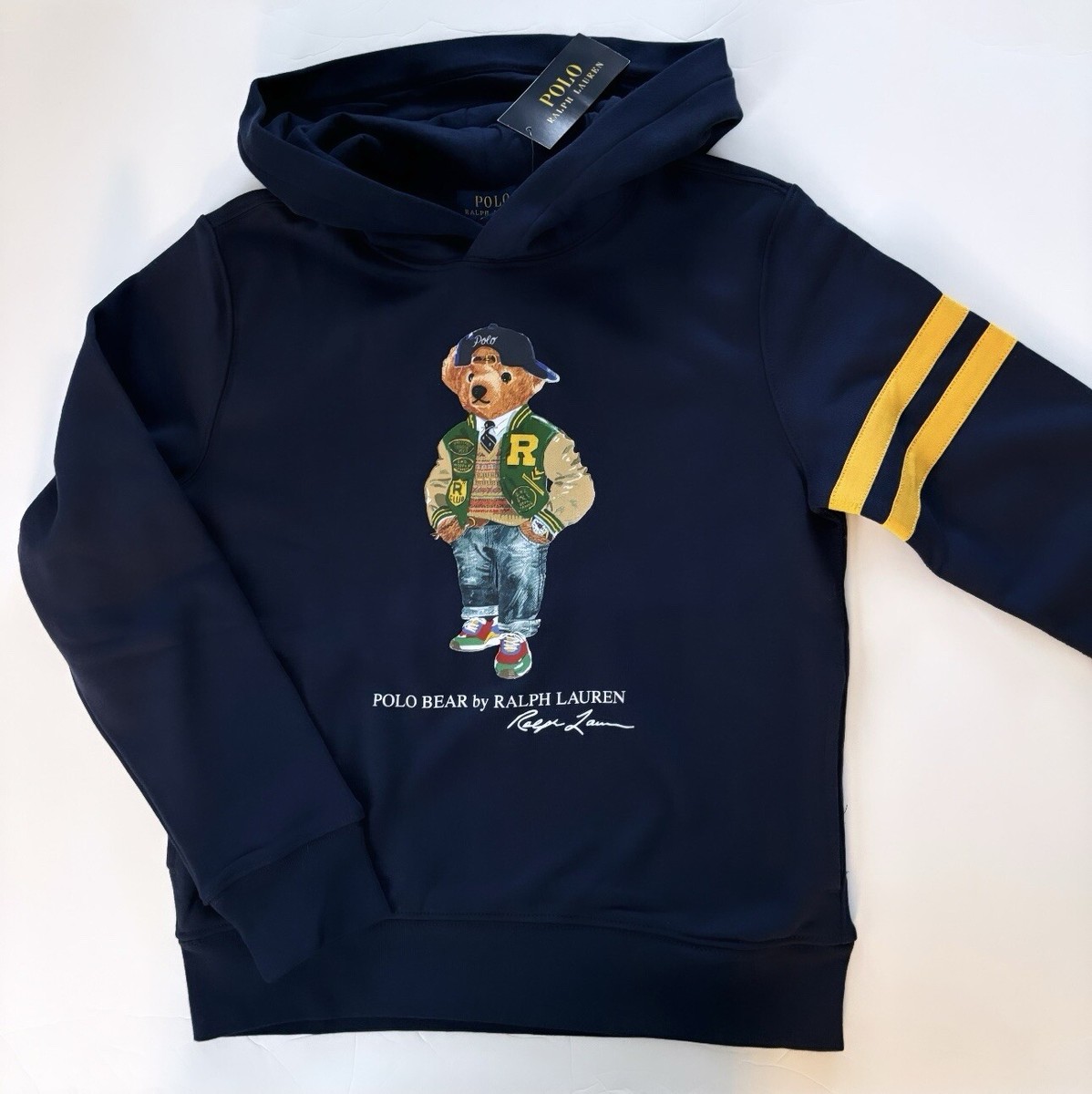 NWT, Boys Polo Ralph Lauren Navy Polo Bear Hoodie. XL(18-20). Eu 