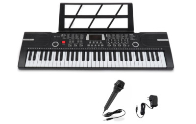 Piano Digital Electronico Con Microfono De 61 teclas Para Principiantes negro
