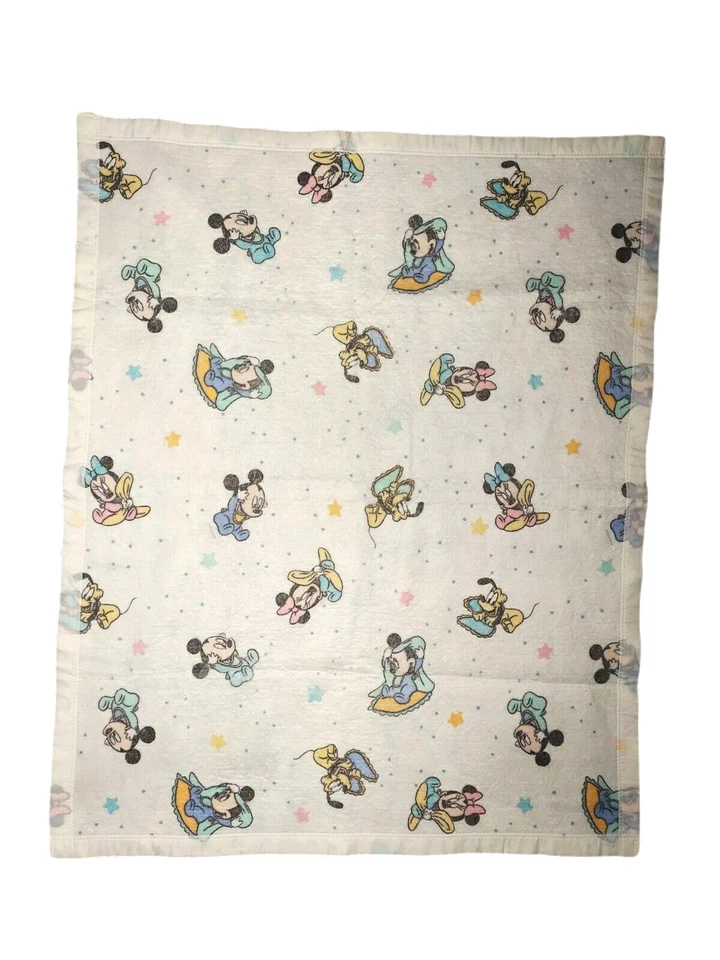 Manta de franela pastel Dundee Baby Mickey Mouse de nailon blanca Minnie Pluto estrellas Foto 2 de 4