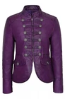 Ladies Women's Purple Leather Jacket Real Lambskin Victory Military Style Jacket