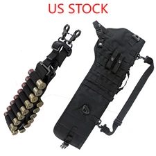 Tactical Molle Rifle Shotgun Scabbard Bag with 15 Rounds Shotgun Ammo Sling