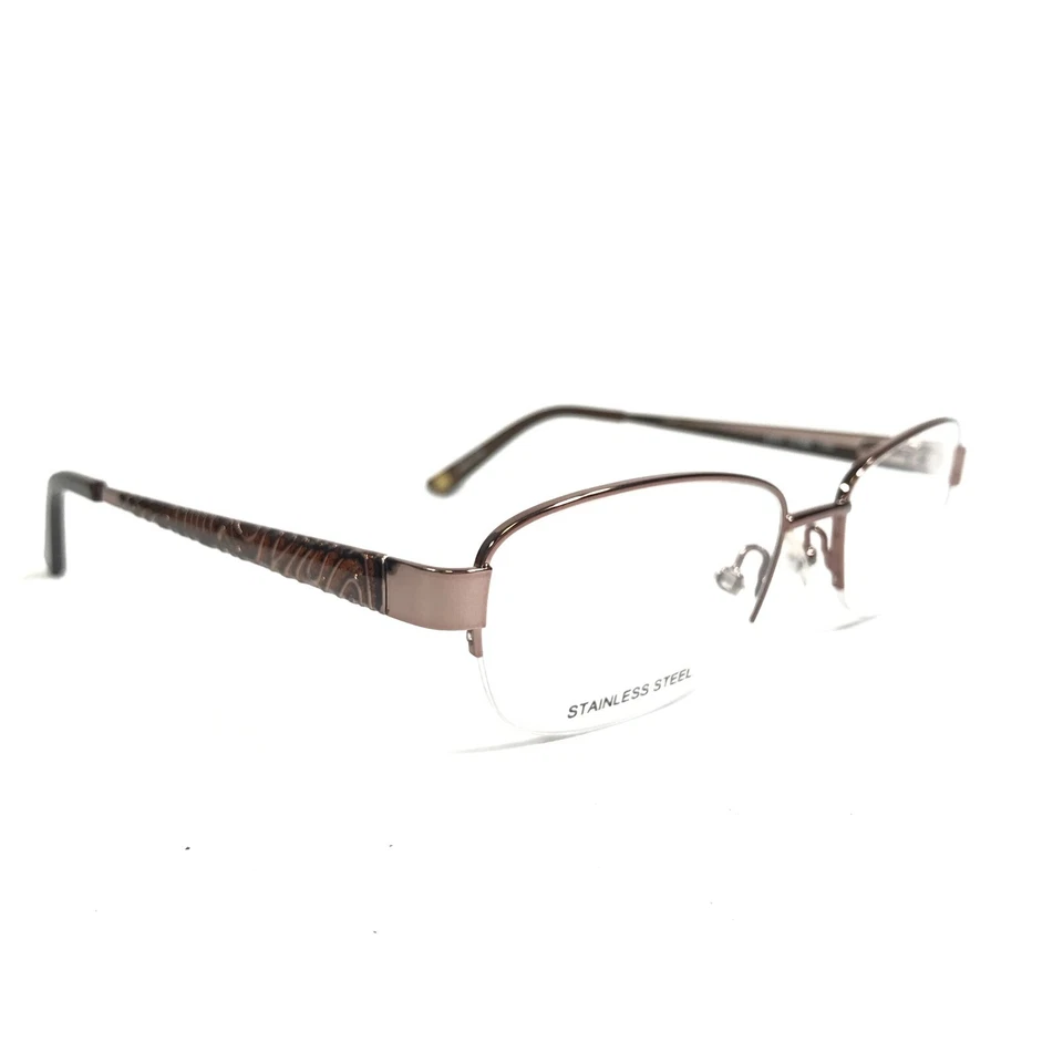 Monturas de gafas Liz Claiborne L611 01B8 marrón rectangular media borde 52-17-130 Foto 2 de 4