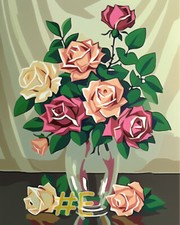 Roses in Glass Flats Printed Needlepoint Canvas FA139-2