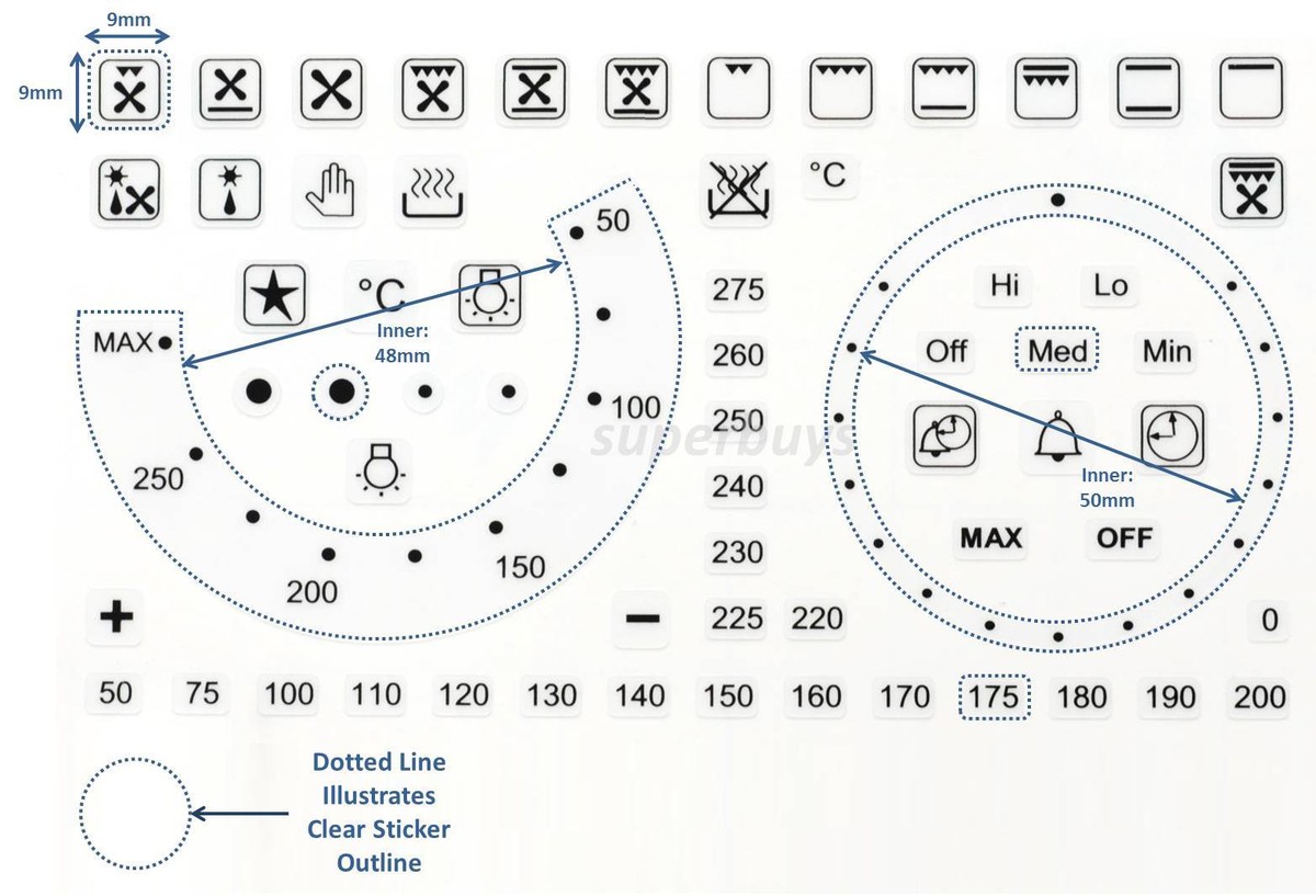 Appliance Control Panel Stickers 63-Piece Oven Temperature Dial Sticker Set Replacement Symbols For Stove 543134 - Foto 6
