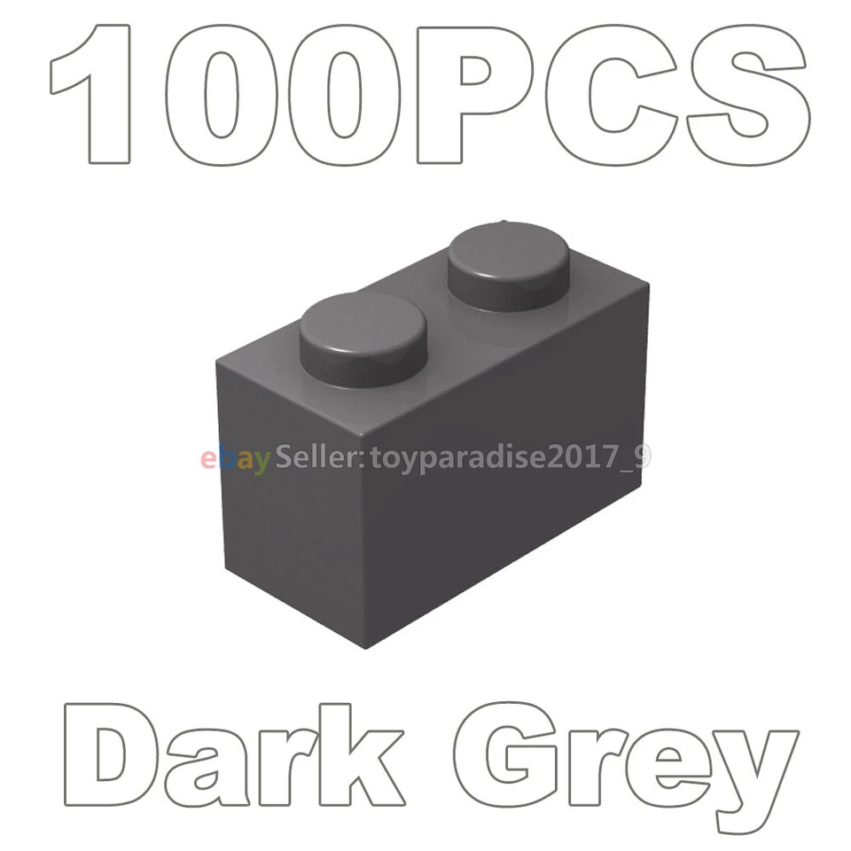 100x NOVO 1x2 tijolos cinza azulado escuro (ID 3004) peças a granel construção da cidade - Imagem 2 de 4