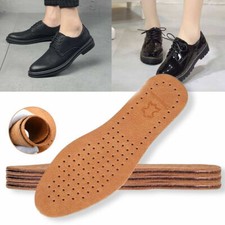 2 pairs Unisex Breathable Leather Insoles Thin Shoes Pads Inserts Absorb Sweat
