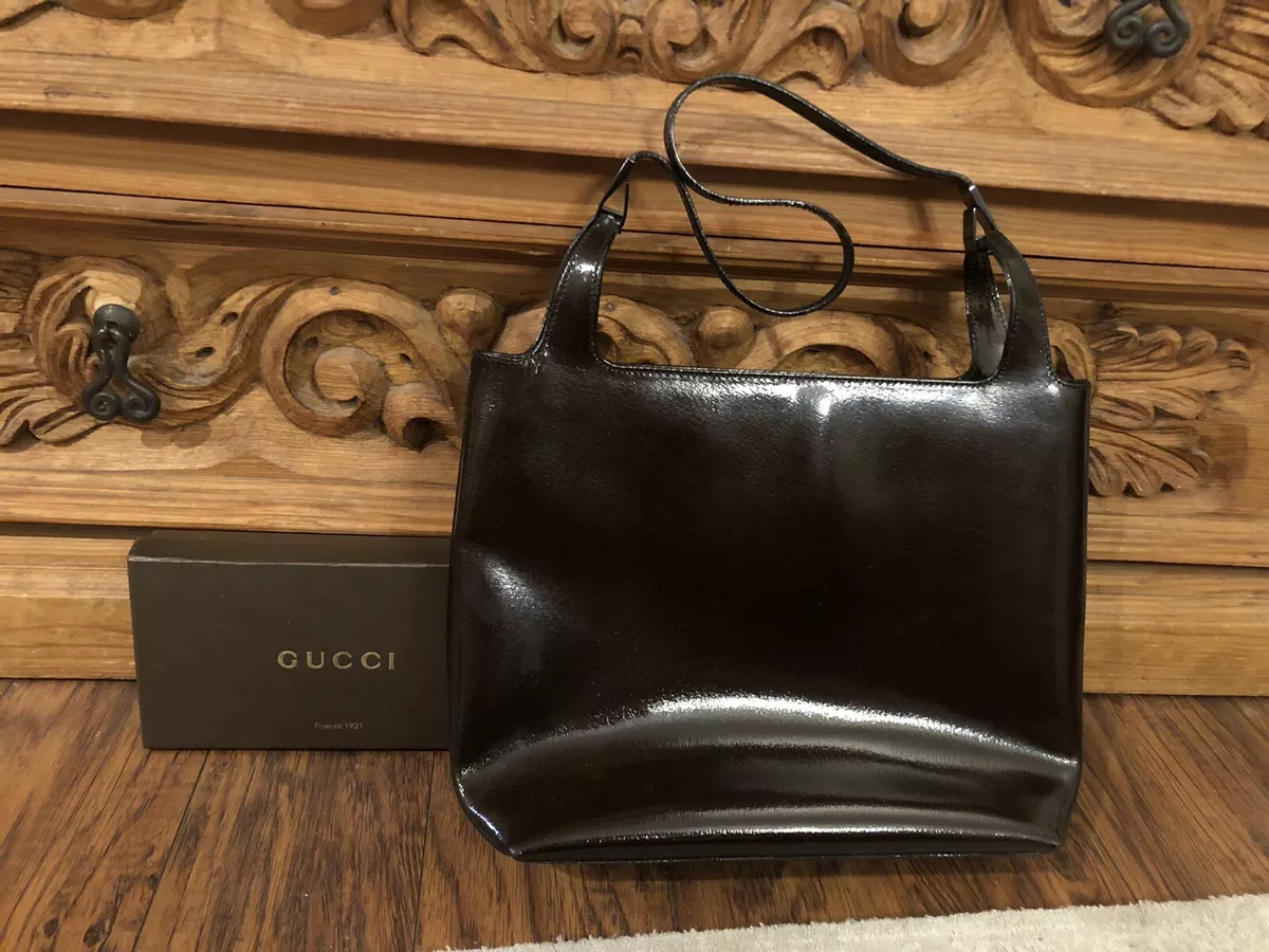 Gucci Boston Romy Black Patent Leather Handbag