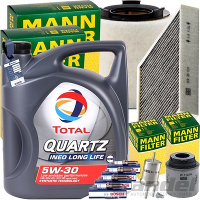 MANN INSPEKTIONSPAKET+5L TOTAL 5W-30 MOTORÖL passend für AUDI A1 VW POLO 6R1 TSI