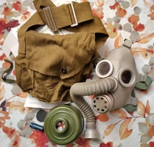 Vintage Children's Gas Mask Gas Mask With Canister Tube Military Instructions