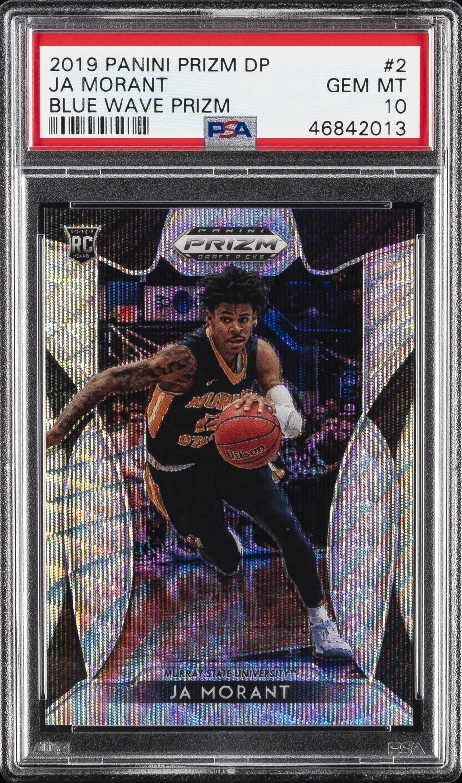 2019 PANINI PRIZM DRAFT PICKS BLUE WAVE PRIZM #2 JA MORANT #/299 PSA 10