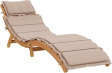 Sun Lounger with Cushion,Acacia Wood Sun Bed Outdoor Garden Patio Chaise Lounge