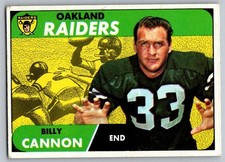 1968 Topps Football - Billy Cannon #37 - Oakland Raiders      A