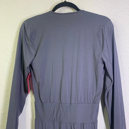 COMMANDO Jumpsuit Butter Wrap L/S Gray Criss Cross V-Neck Banded Waist NWT - Picture 10 of 15