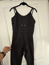 Black Unitard Jumpsuit- Work Out Bodysuit -sz L