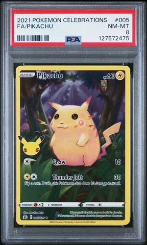 2021 POKEMON CELEBRATIONS #005 FULL ART/PIKACHU PSA 8