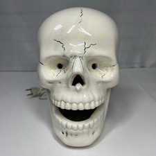 Vintage Skull Lamp Light Up Ceramic Halloween Gothic